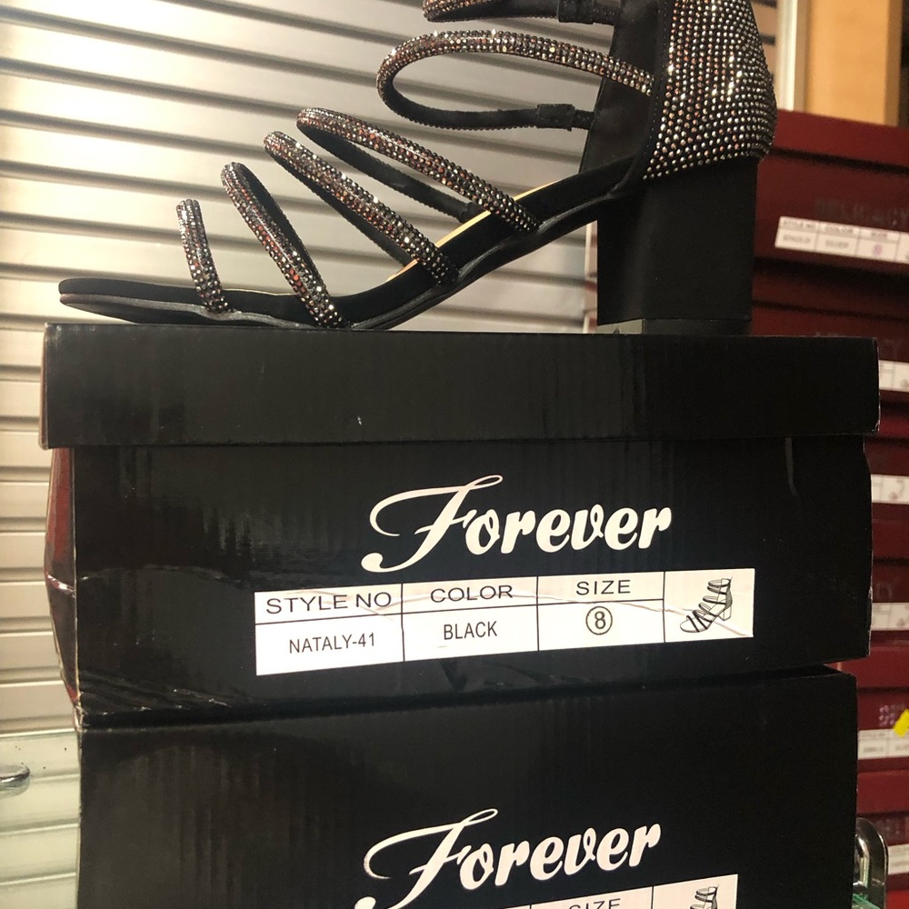 Forever 21 Black Stiletto Heels with Strappy Design
